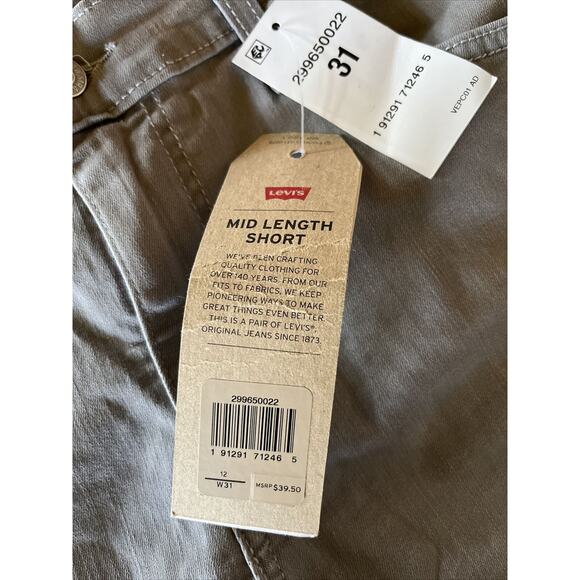 Levis Jean Shorts Mens 31 Gray Mid Length Denim Chino Short Vintage Soft NWT - Picture 3 of 10